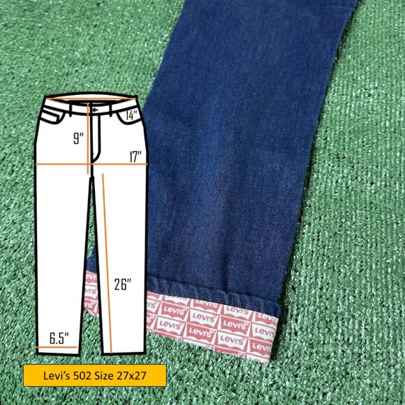 Levi’s 502 Vertical Stretch Regular Taper Midrise Rare Blue Jeans Size 27x27 NEW - Picture 3 of 15